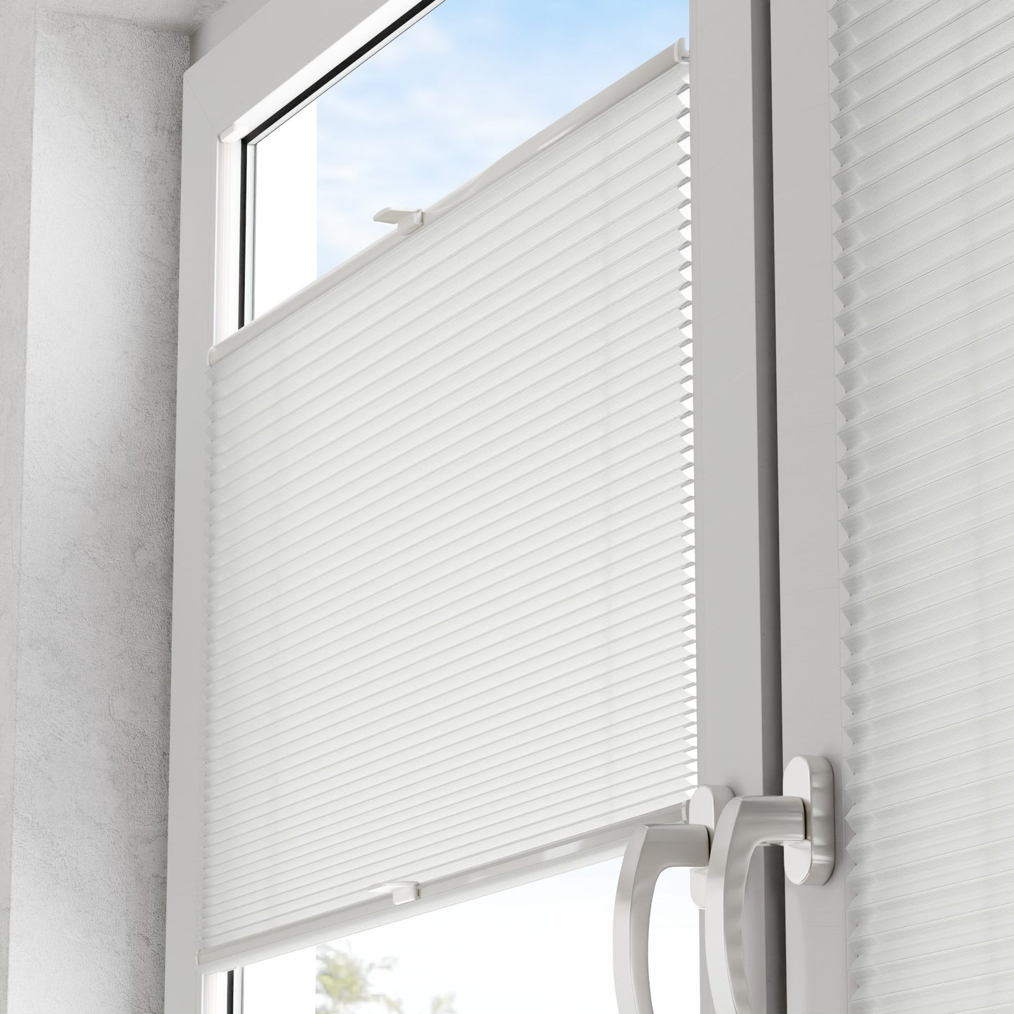 Detail-Darstellung lichtdurchlässiger Waben-Plissees