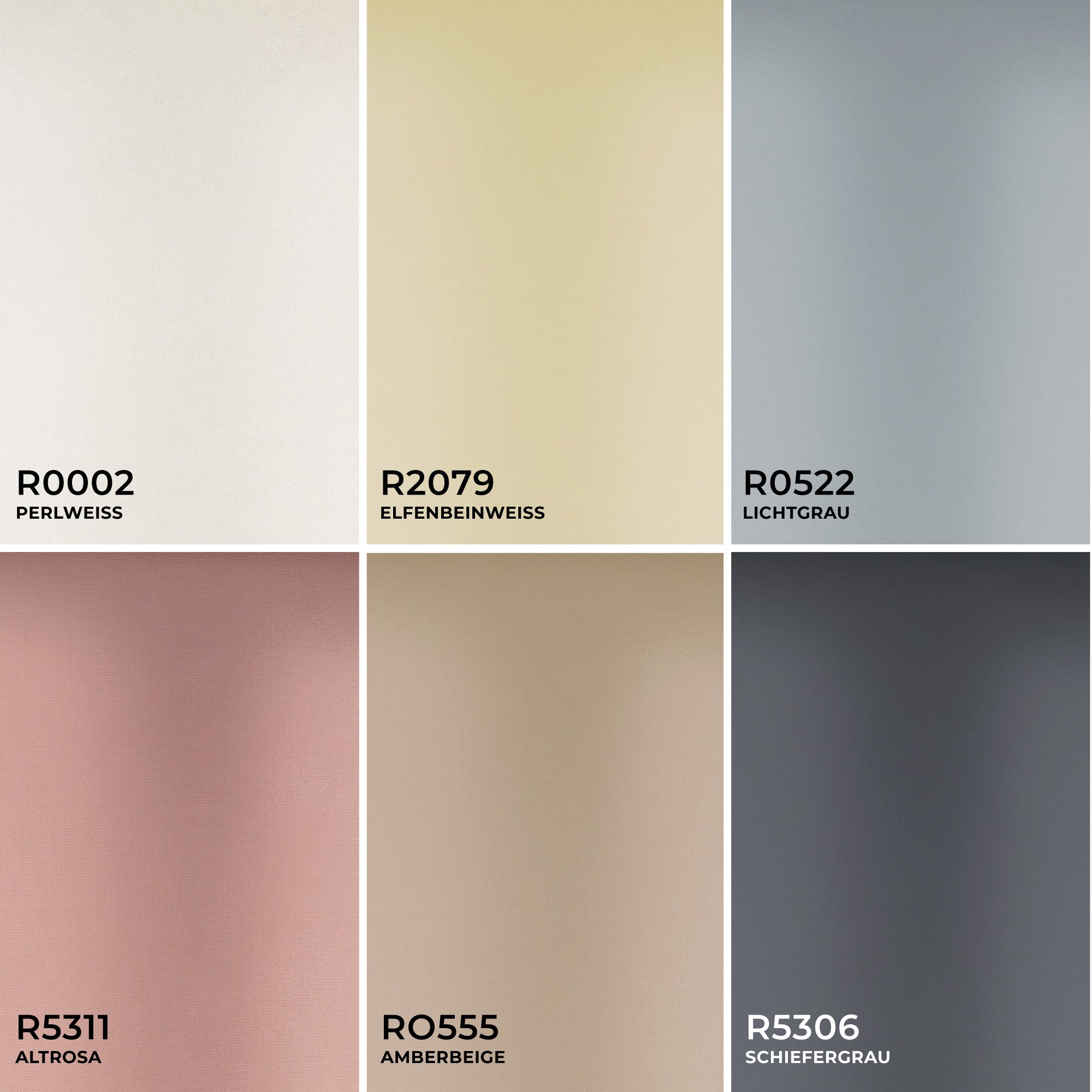 Rollo Stoffe Farbübersicht lichtdurchlässig