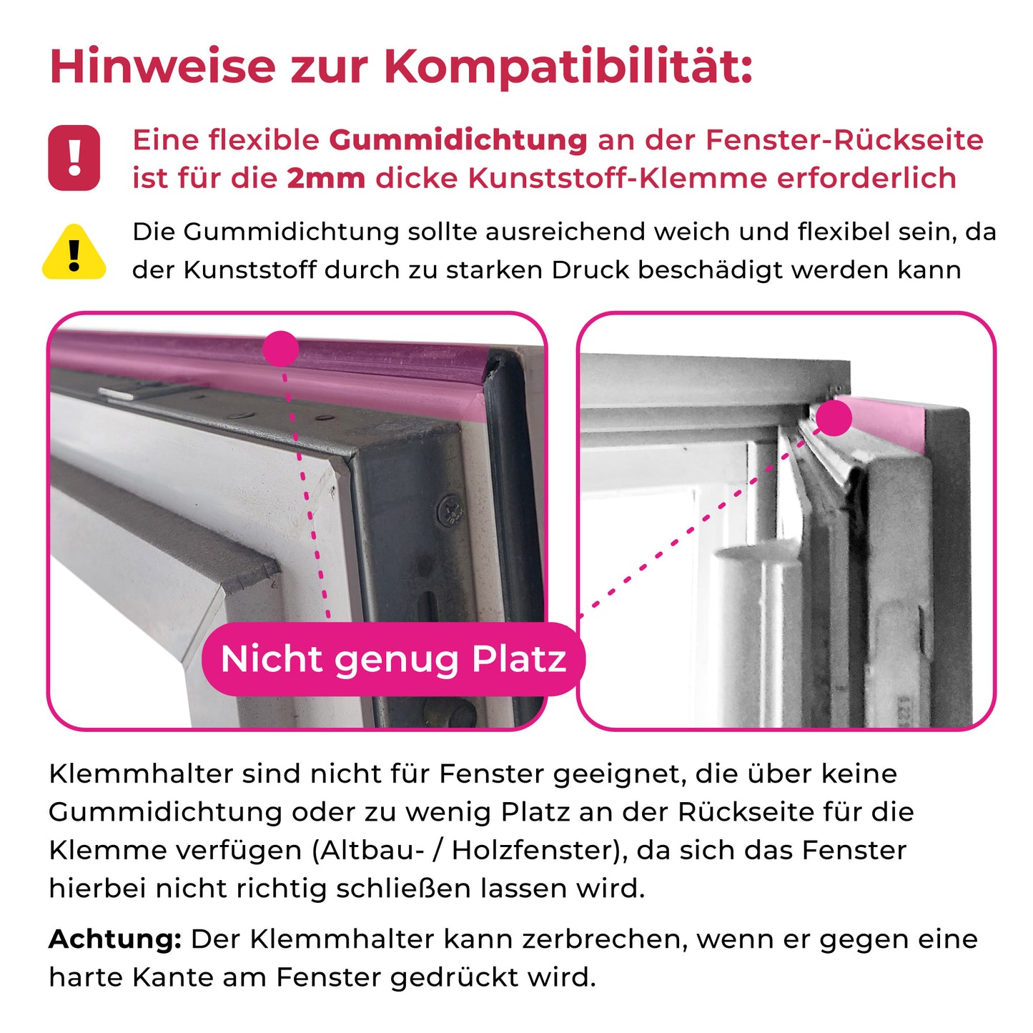 4x-Set Schmale Klemmfix-Halter zum Anklemmen von verspannten Plissees am Fensterrahmen