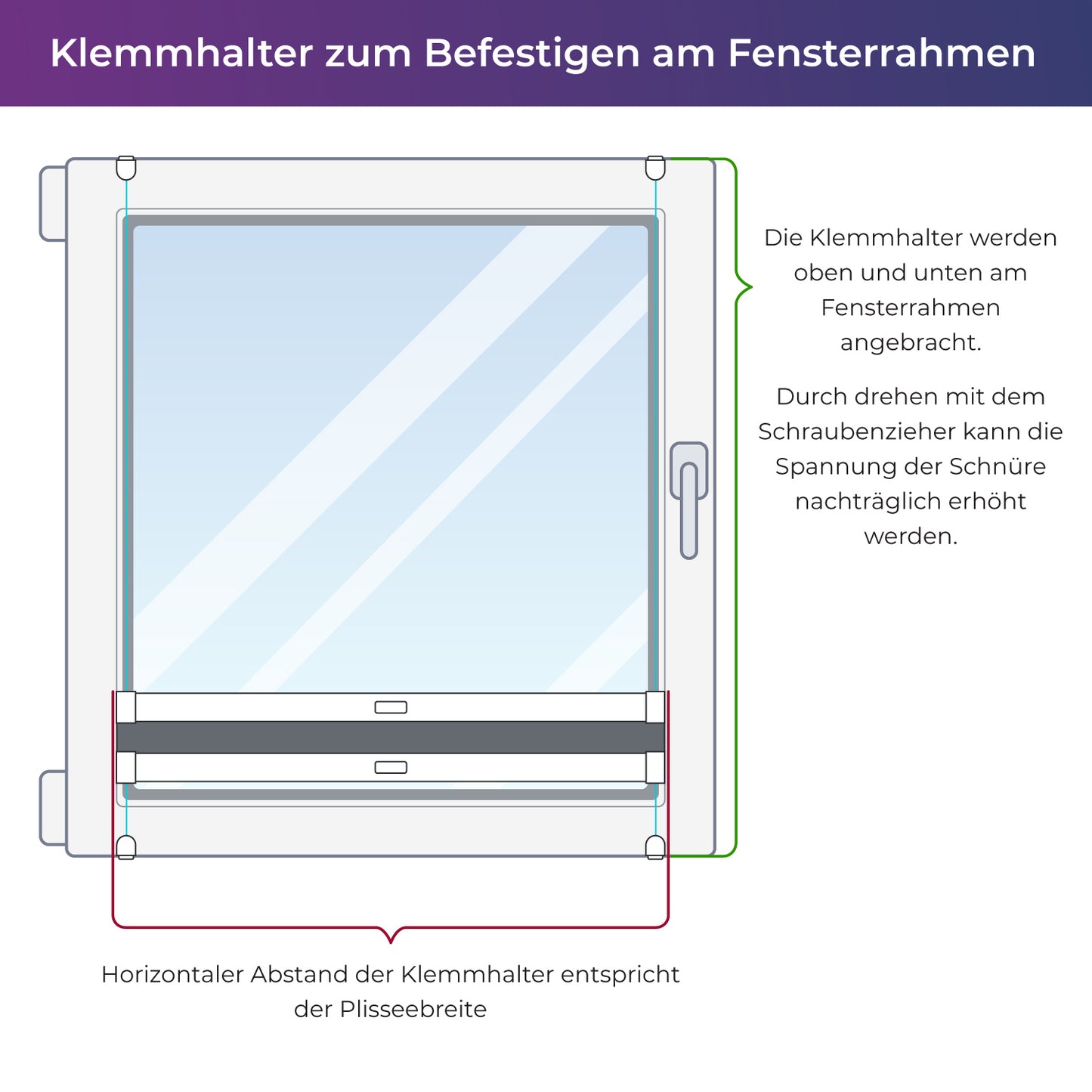 Mess-Anleitung für Plissee-Klemmhalter